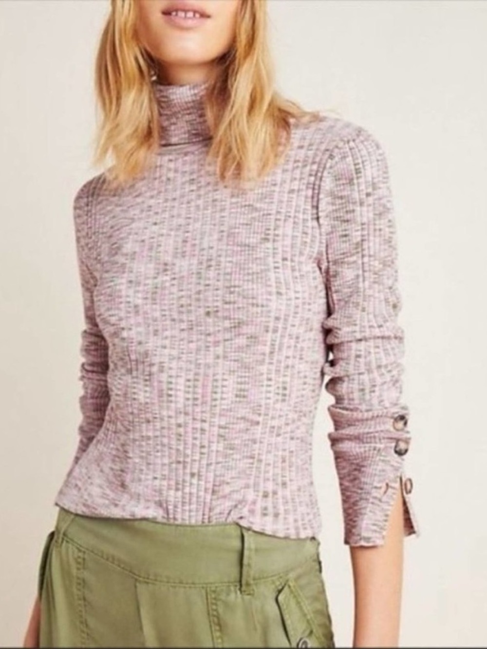 Anthropologie Ribbed Knit Stretch Turtleneck Sweater‎ Size S